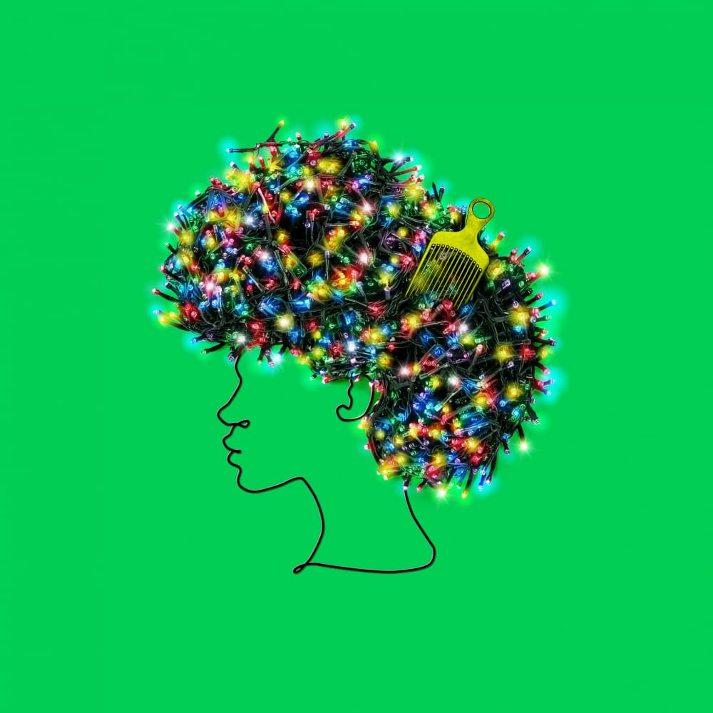 Glowing Christmas Afro by Artem Pozdniakov — canvas wall art