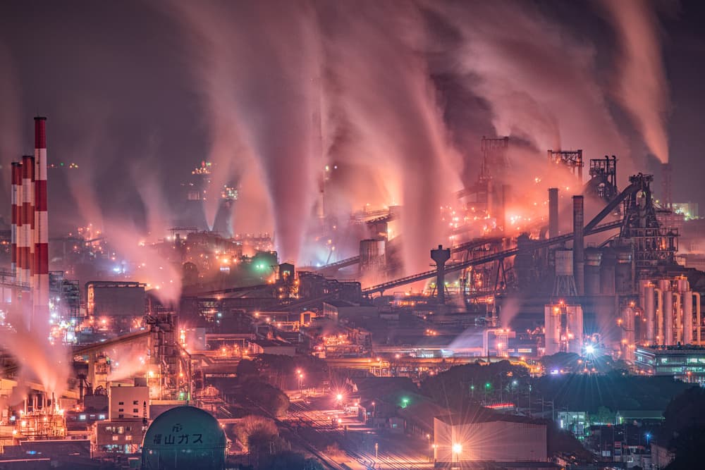 Fiery Industrial Night by Kobayashi Tetsurou — canvas wall art