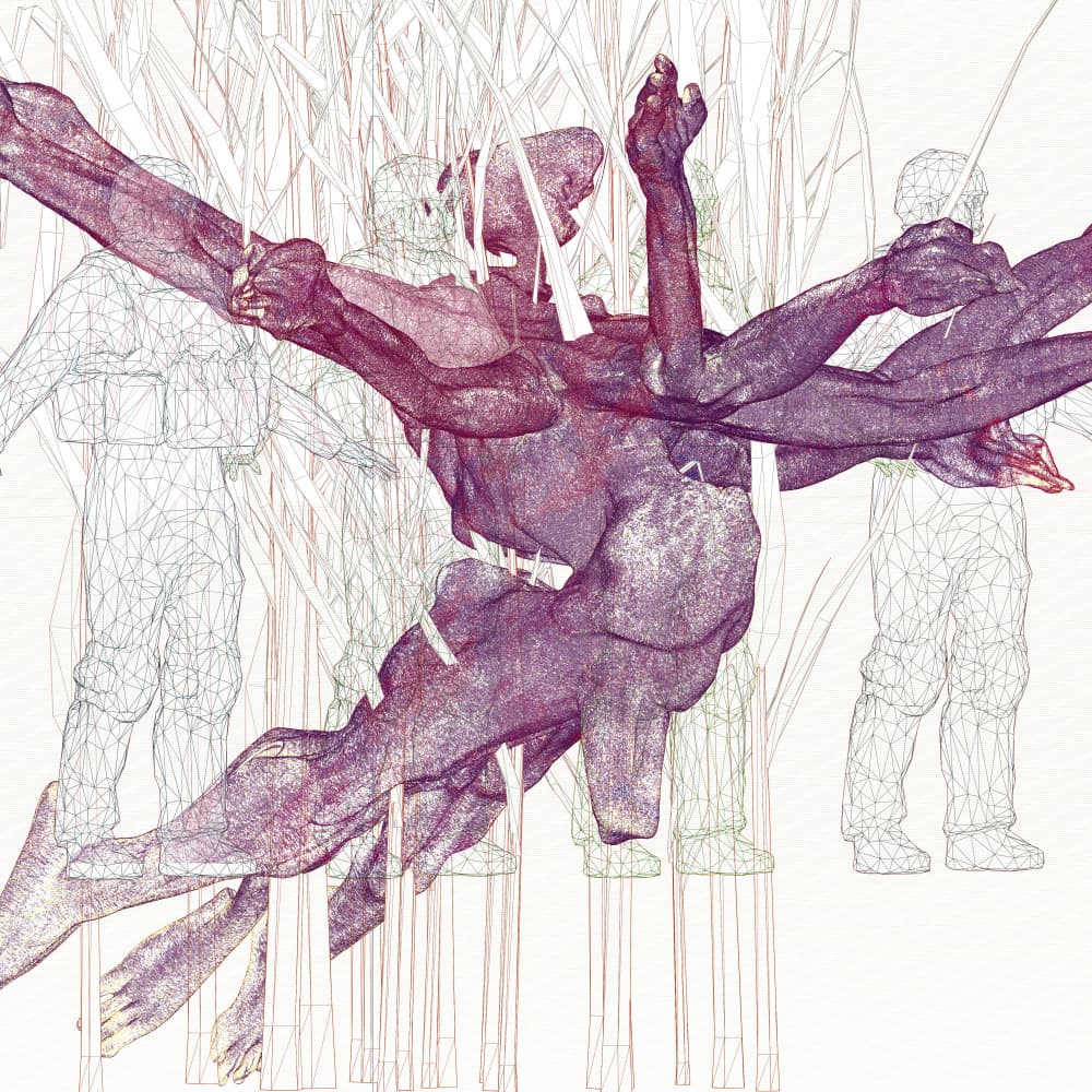 Digital Wireframe Figures by Veronika Che — canvas wall art
