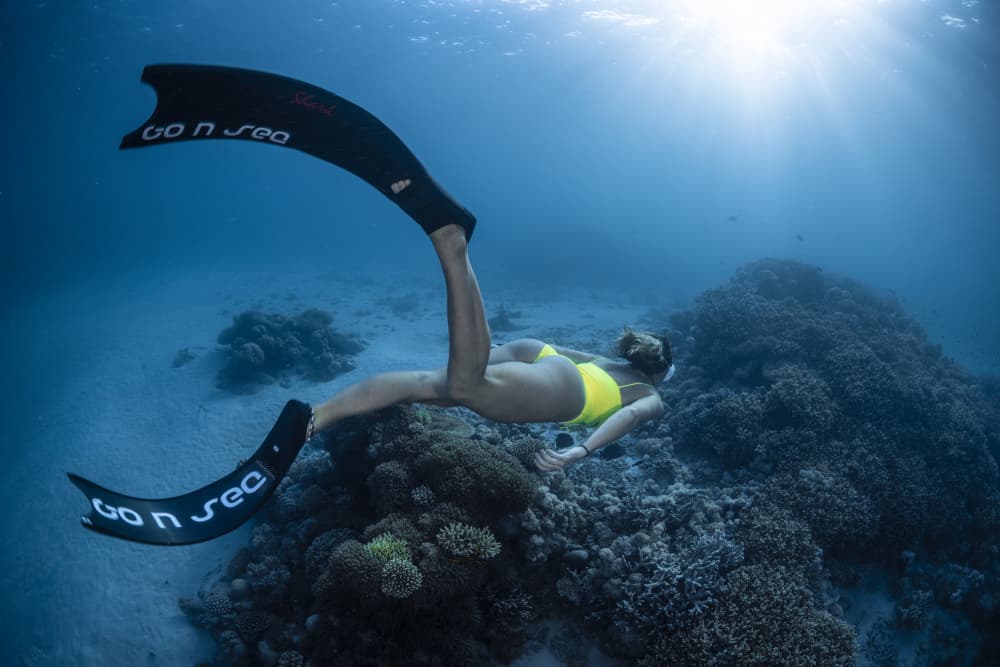 Underwater Diver Over Coral Reef by Barathieu Gabriel — canvas wall art