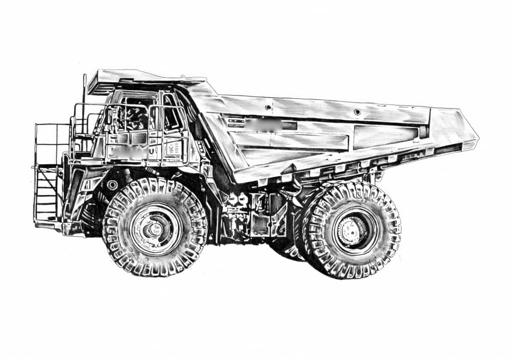 Industrial Mining Truck Sketch by Kulik — canvas wall art