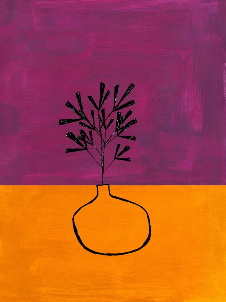 Purple Orange Plant Vase by Ejaaz Haniff — canvas wall art