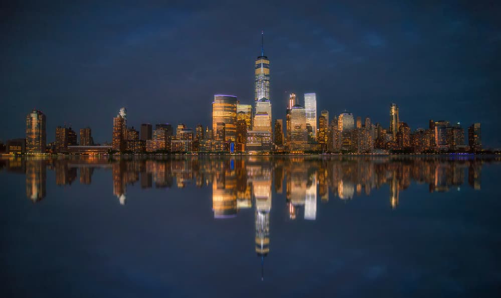 City Night Reflections by David Martin Castan — canvas wall art