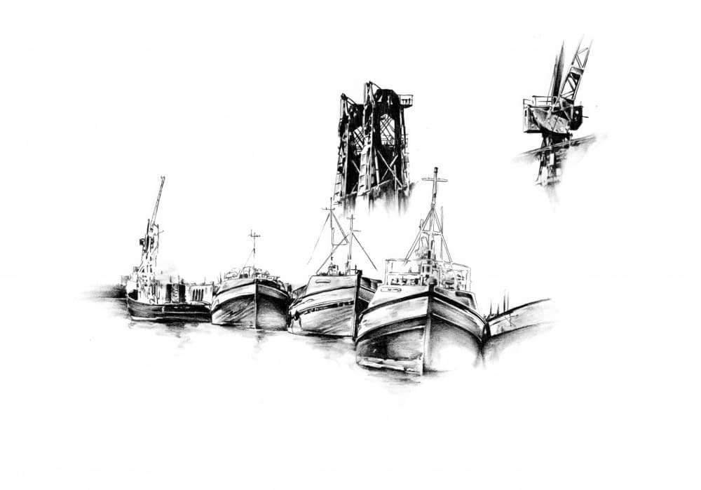 Industrial Port Boats by Kulik — canvas wall art