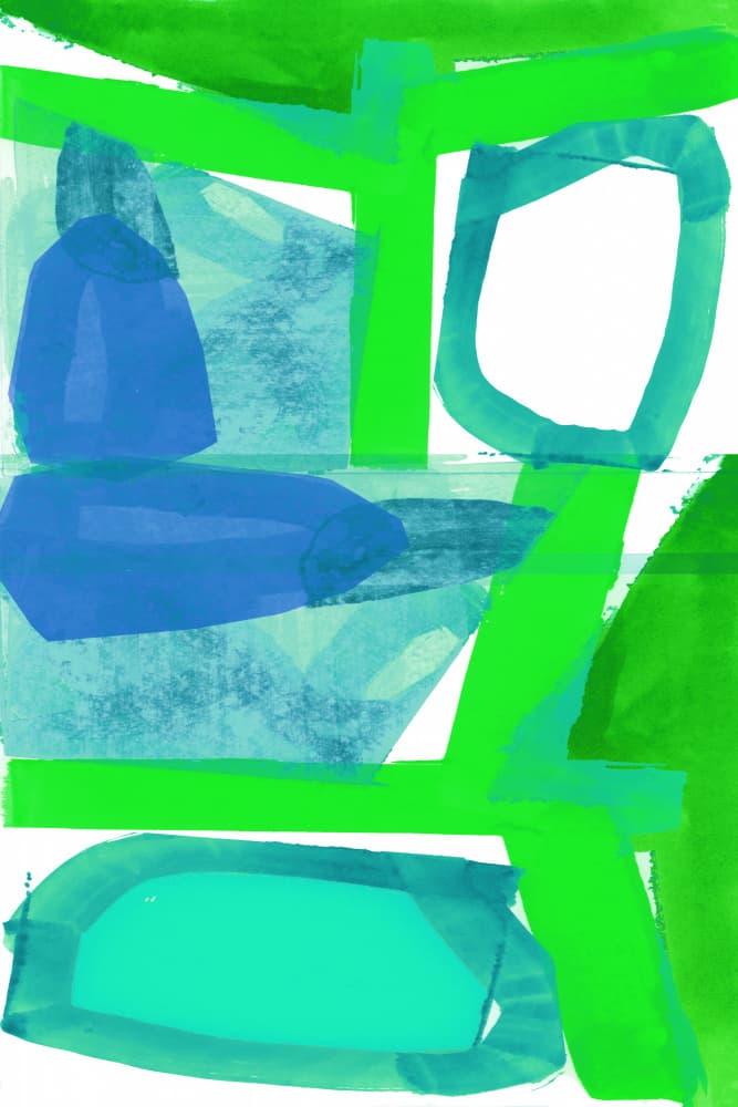 Green Blue Abstract Shapes by cartissi — canvas wall art