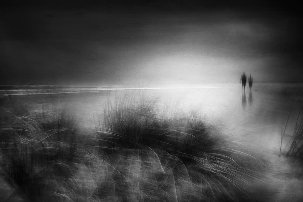 Misty Beach Walk by Charlaine Gerber — canvas wall art
