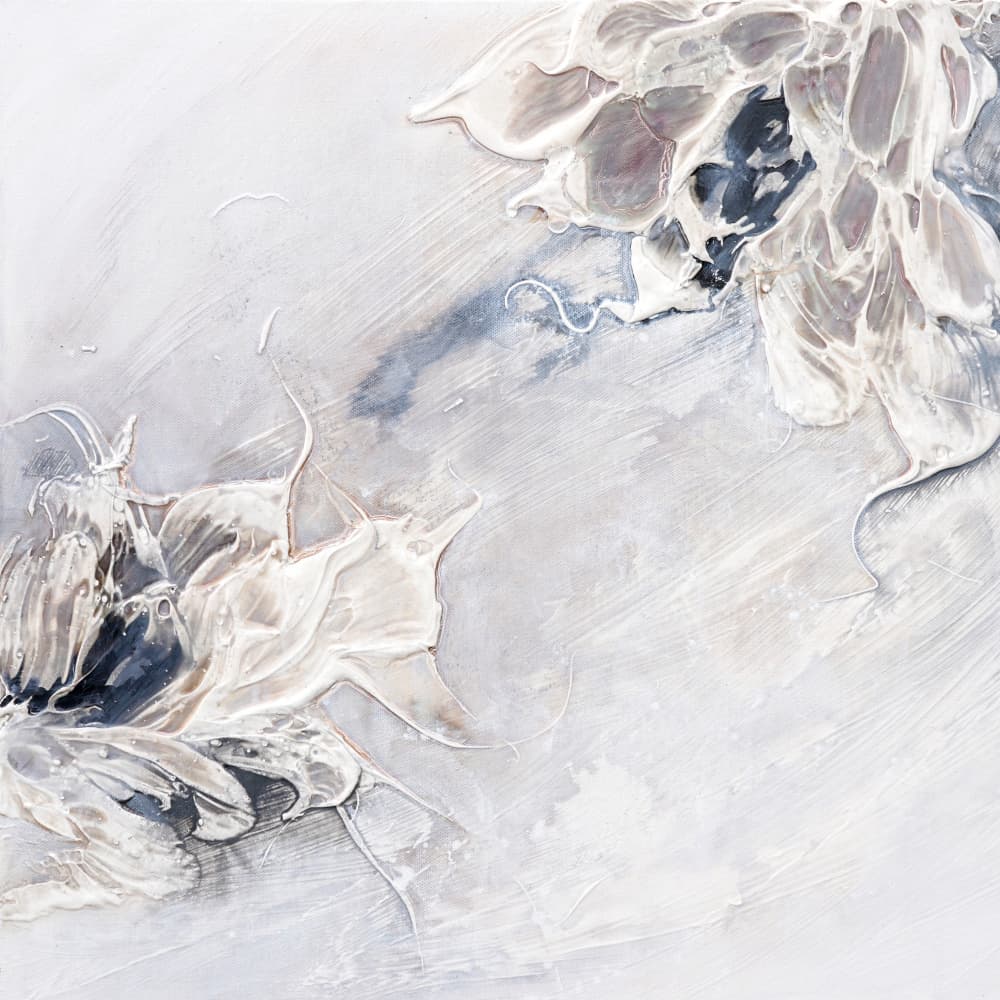 Abstract White Blooms by Françoise Wattré — canvas wall art