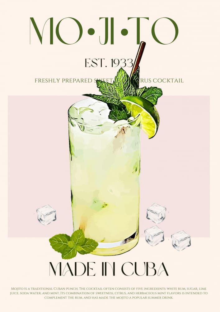 Classic Cuban Mojito by Nazma Khokhar — canvas wall art