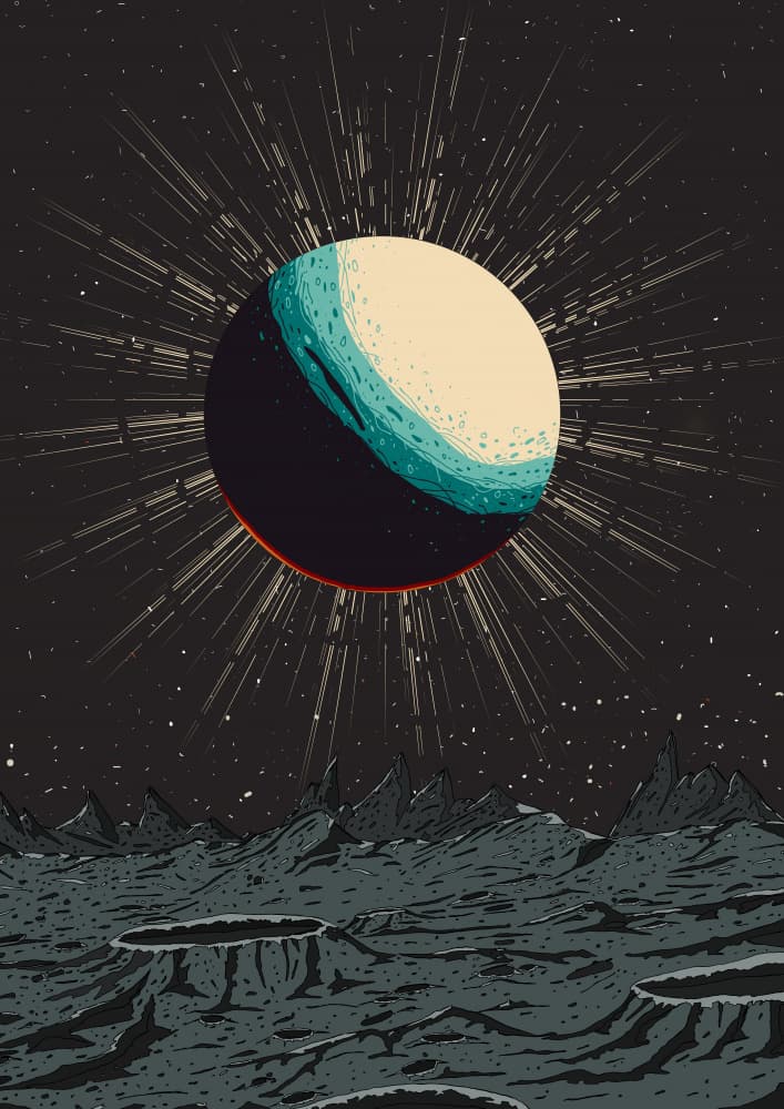 Retro Space Eclipse by Nicholas — canvas wall art