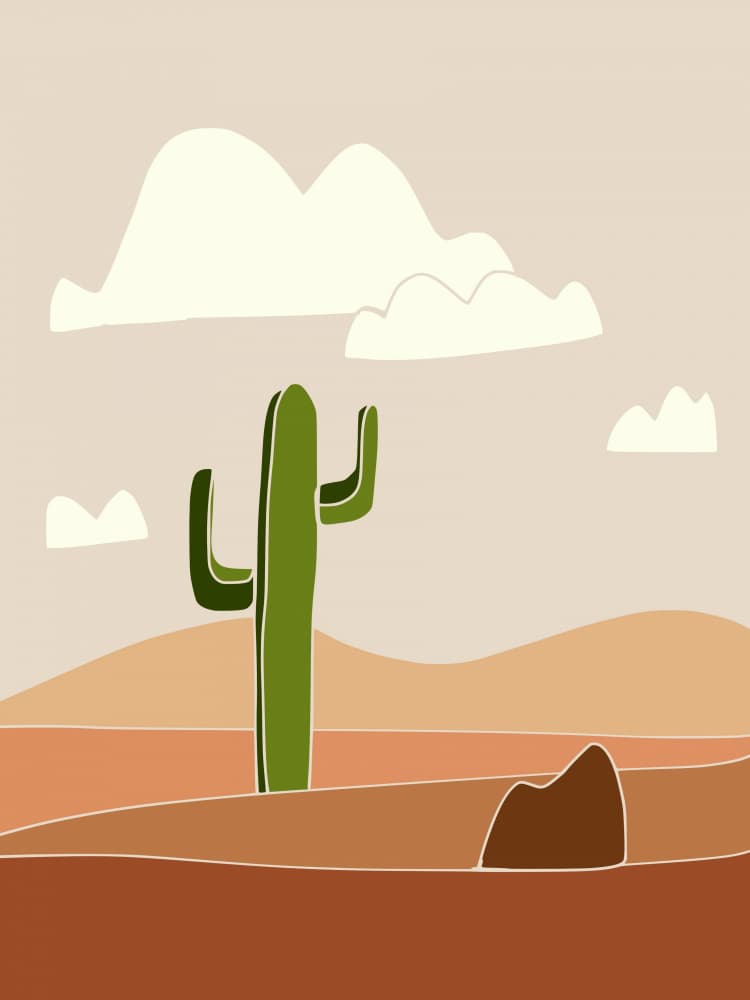 Saguaro Desert Landscape by Little Dean — canvas wall art