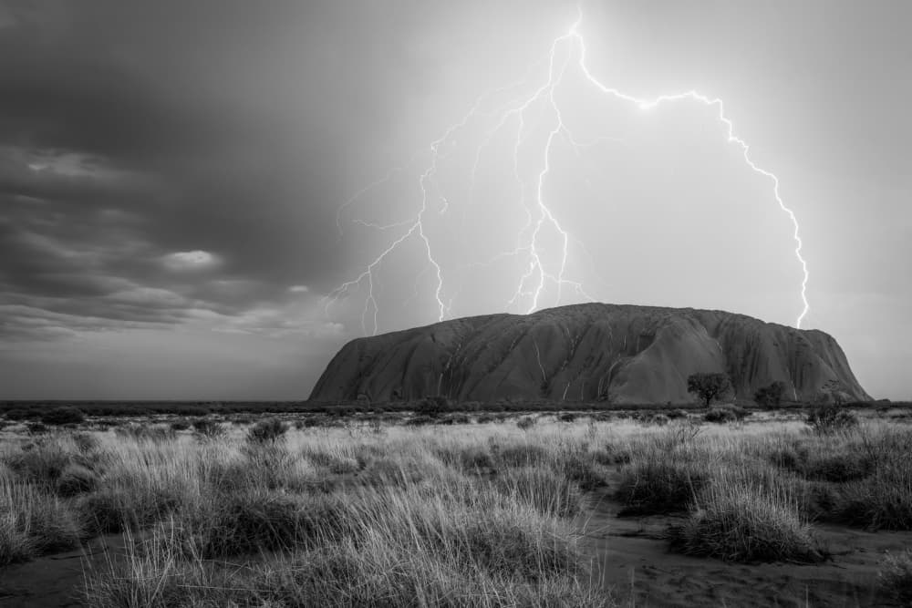 Uluru Lightning Storm by Christoph Schaarschmidt — canvas wall art