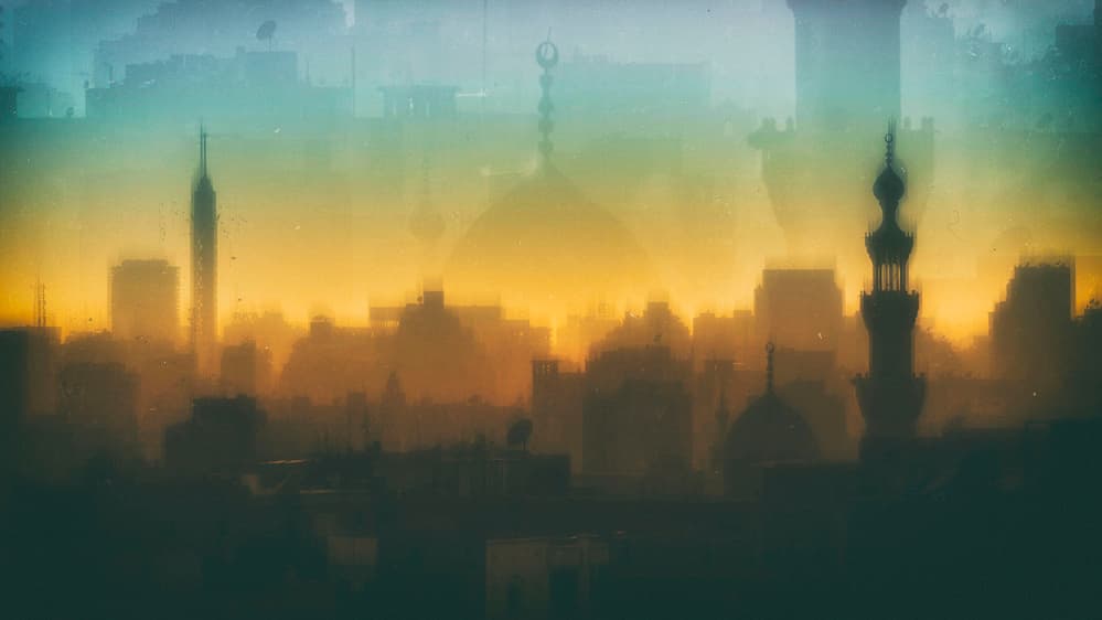Hazy City Sunset by Ahmed Abdulazim — canvas wall art
