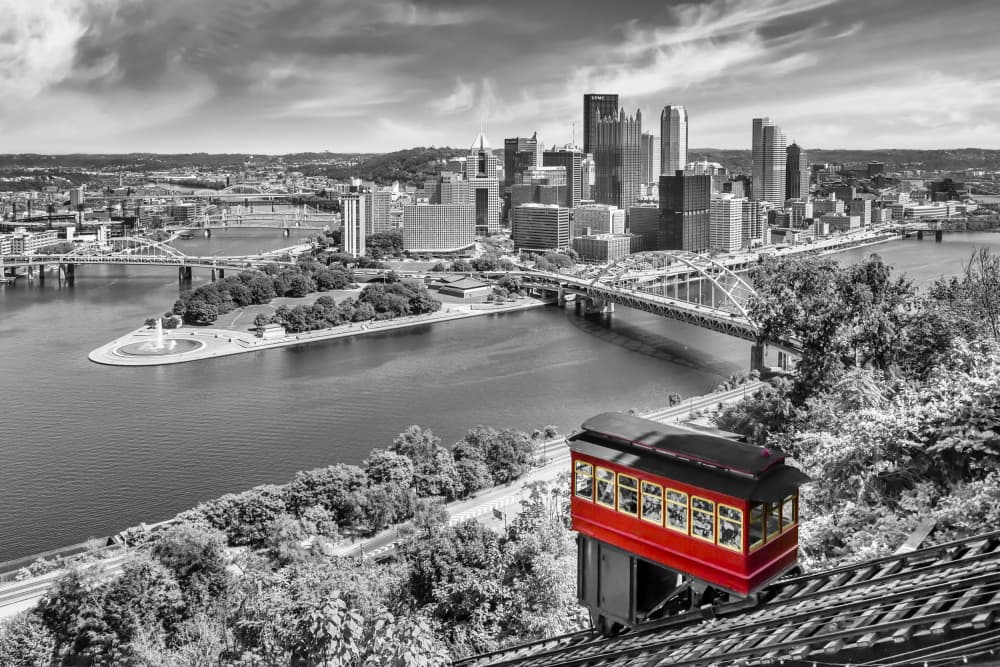 Pittsburgh Incline Red by Melanie Viola — canvas wall art