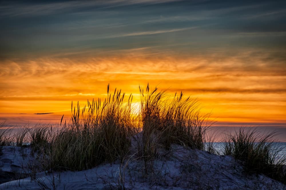 Golden Sunset Dunes by Leif Løndal — canvas wall art