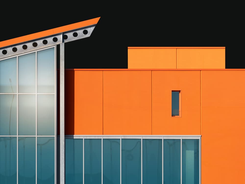 Orange Building Abstract by Andrea Comari — canvas wall art
