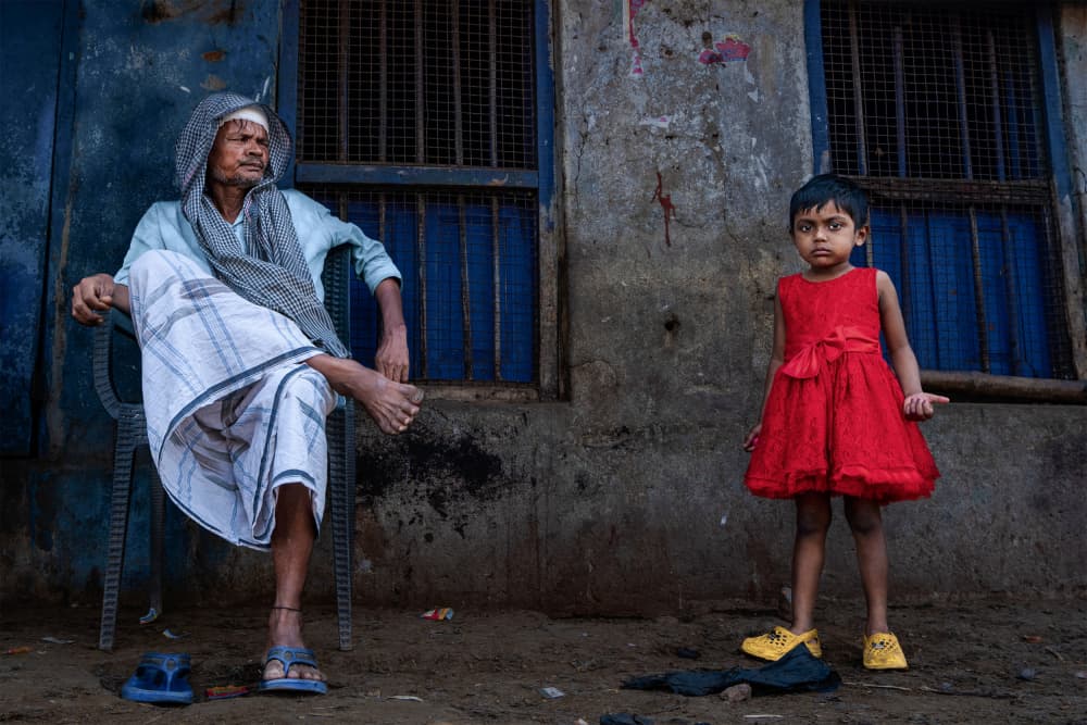 Village Man and Girl by Kuntal Biswas — canvas wall art