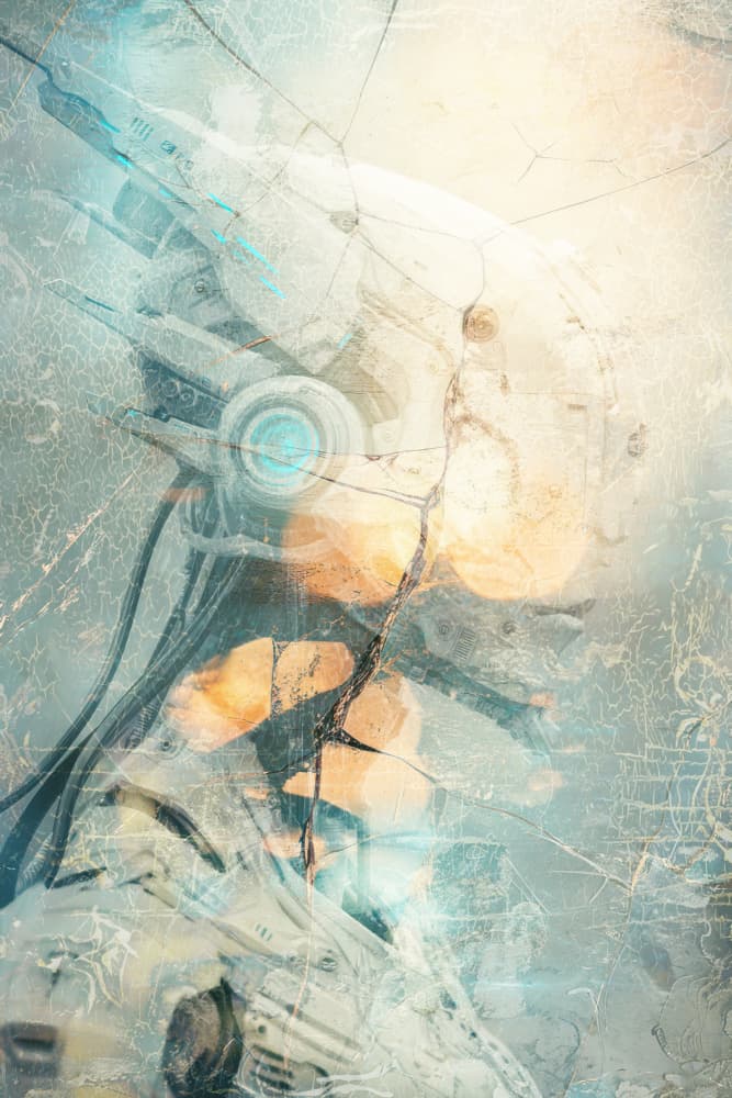 Cracked Cybernetic Gaze by Rafal Kulik — canvas wall art