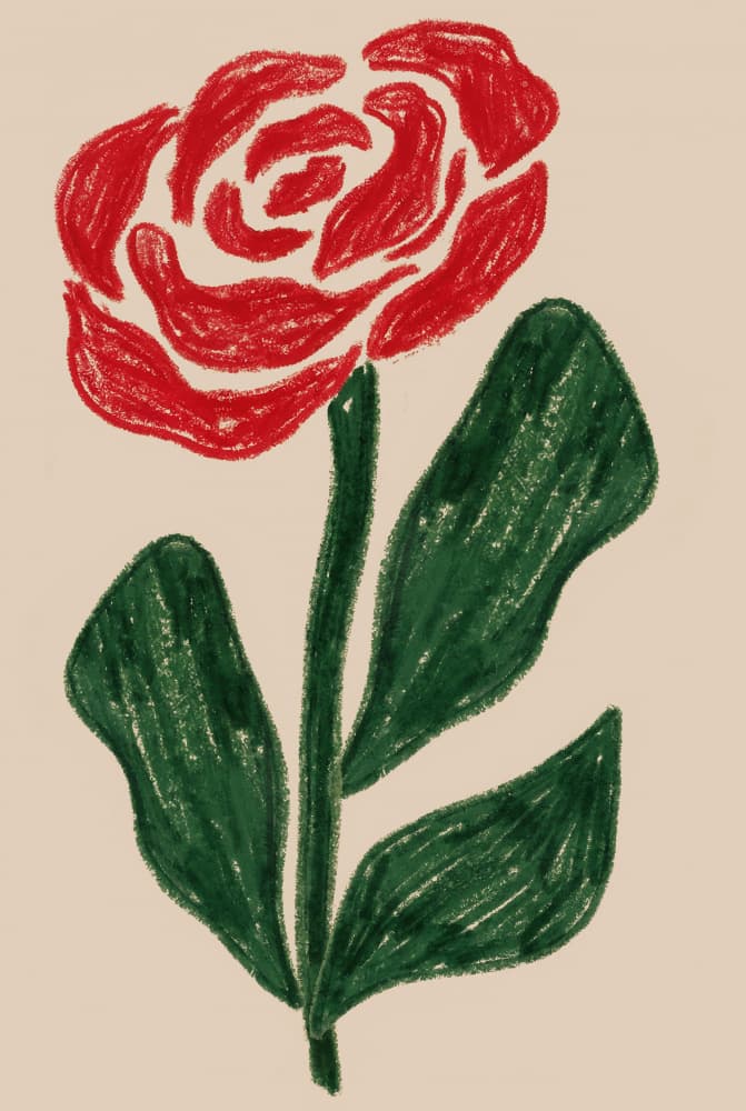 Red Crayon Rose by Melloi Art Prints — canvas wall art