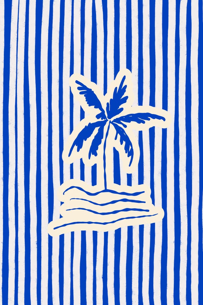Blue Palm Island by Treechild — canvas wall art