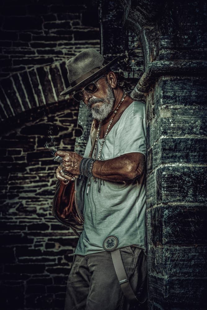 Rustic Man Stone Wall by gNo — canvas wall art