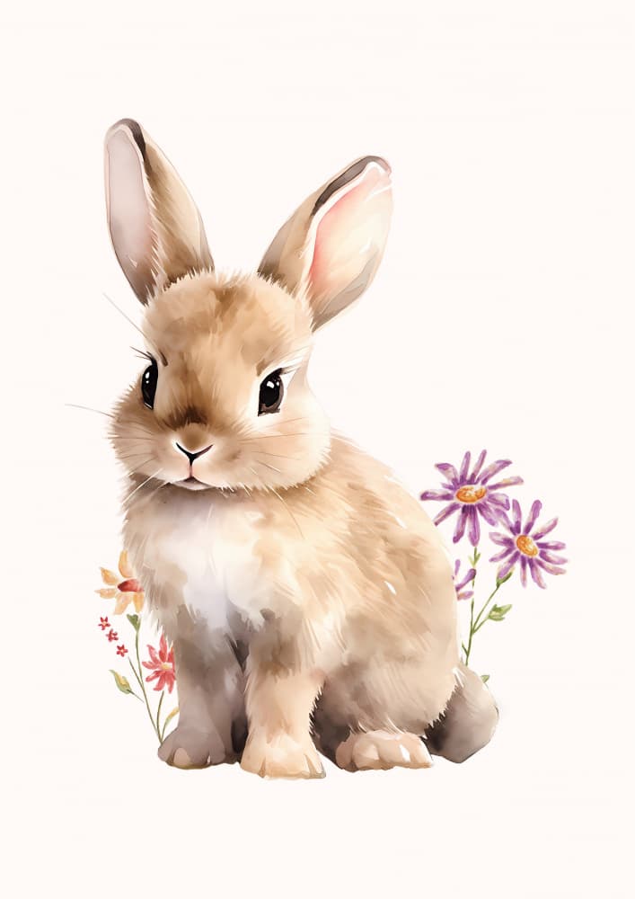 Sweet Bunny Among Flowers by Saskia Michele — canvas wall art