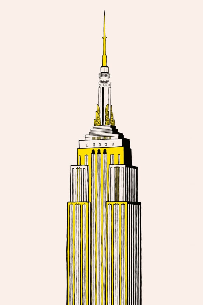 Golden Empire State Building by Vibrant Vacationer (Audra) — canvas wall art
