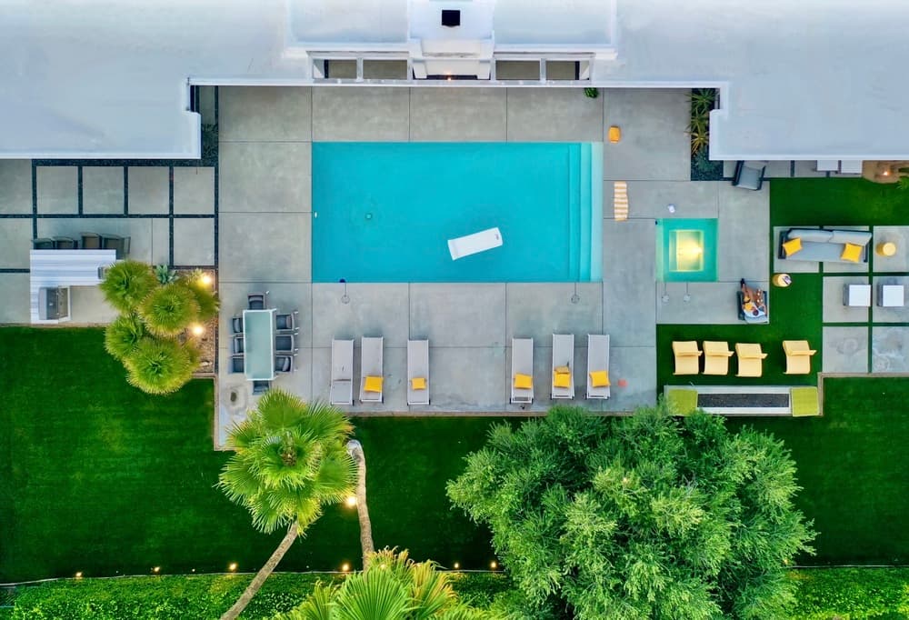 Aerial Poolside Luxury by Rob Darby — canvas wall art