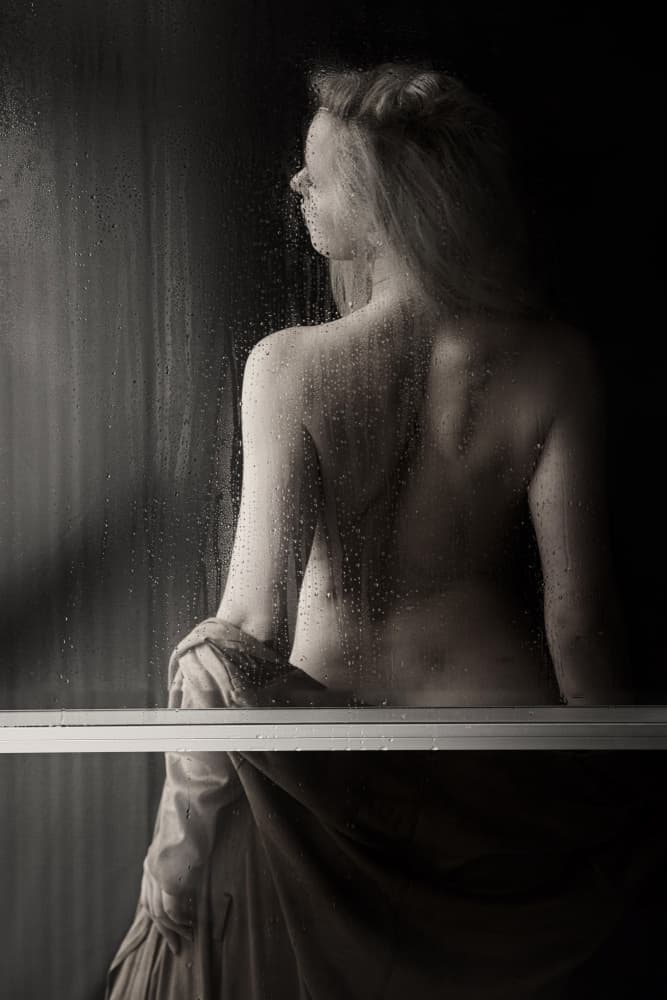 Woman Behind Wet Glass by Jan Slotboom — canvas wall art