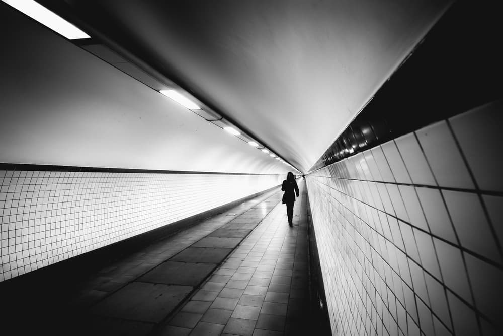 Solitary Walk Through Tunnel by Christophe Staelens — canvas wall art