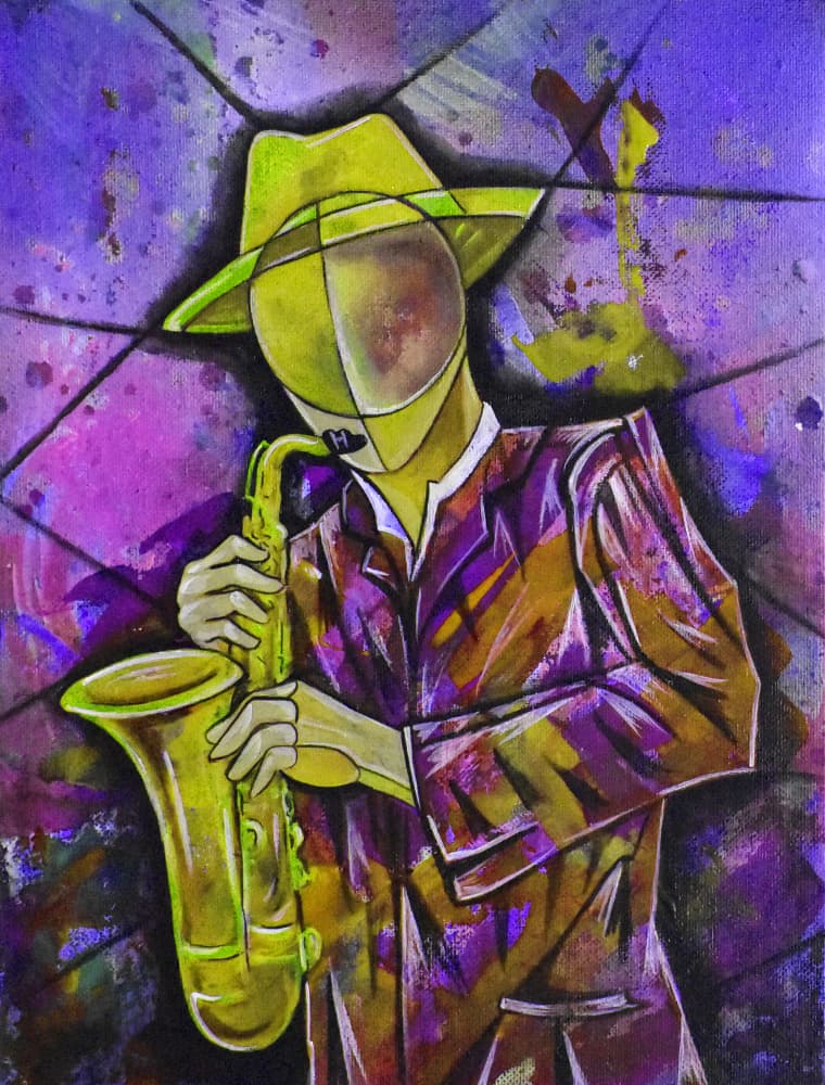 Abstract Jazz Saxophonist by Ricardo Maya — canvas wall art