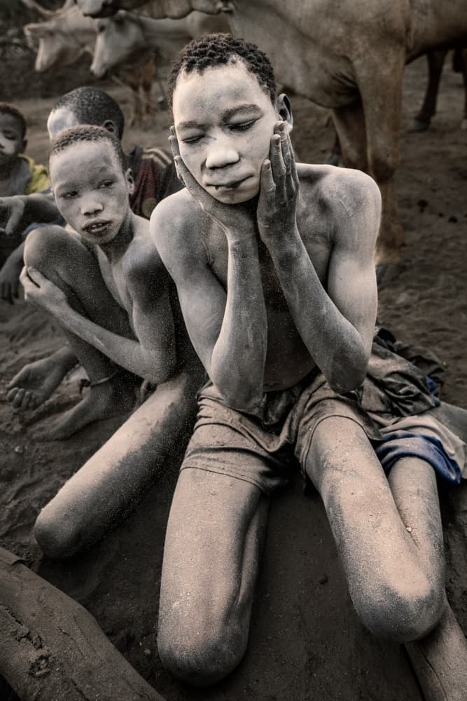Thoughtful Dinka Boys by Trevor Cole — canvas wall art