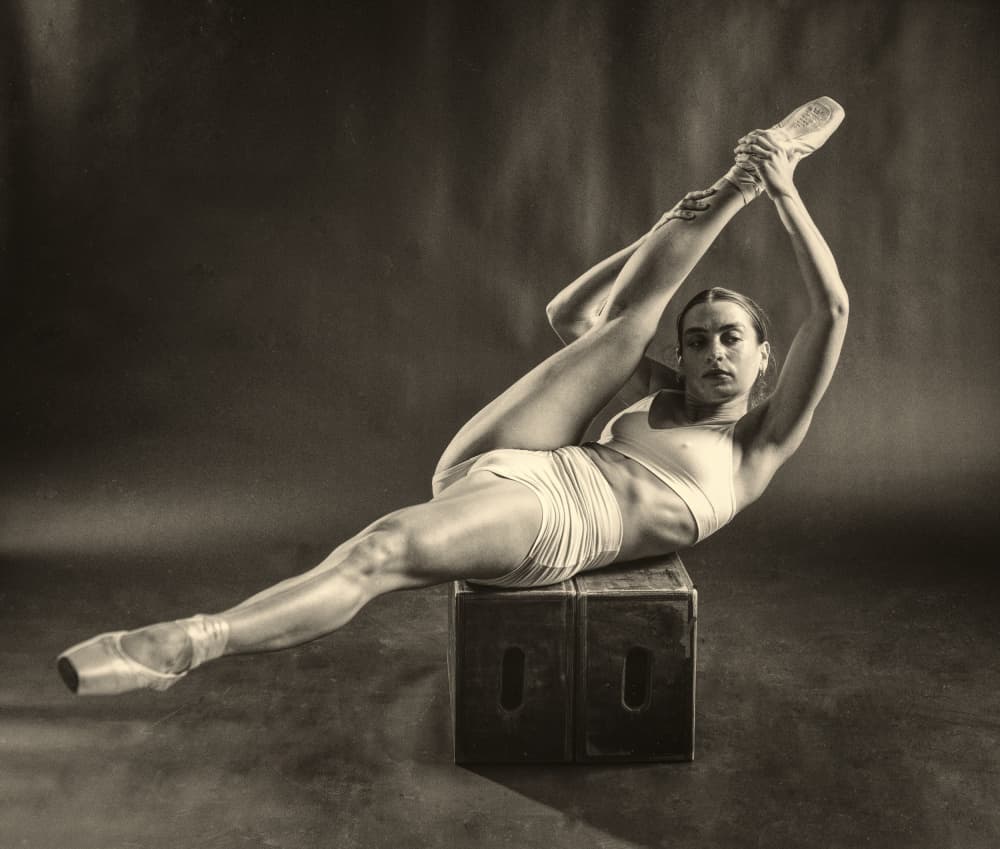Flexible Dancer Pose by Offer Ellbogen — canvas wall art