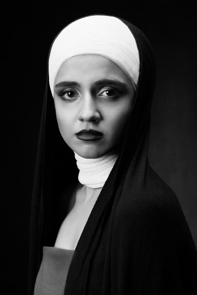 Mysterious Nun Gaze by Mehdi Mokhtari — canvas wall art