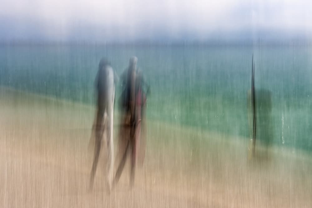 Blurred Beach Figures by Franco Tessarolo — canvas wall art