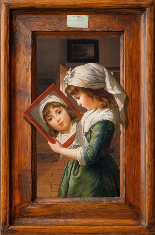 Girl with Hand Mirror by Marja van den Hurk — canvas wall art