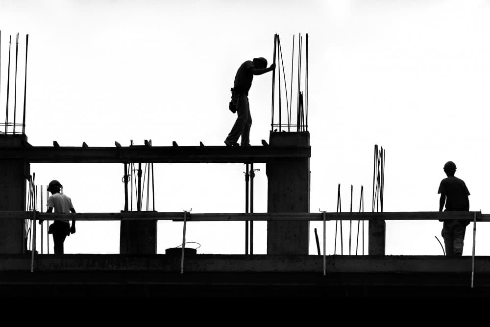 Construction Workers Silhouettes by Paulo Medeiros — canvas wall art
