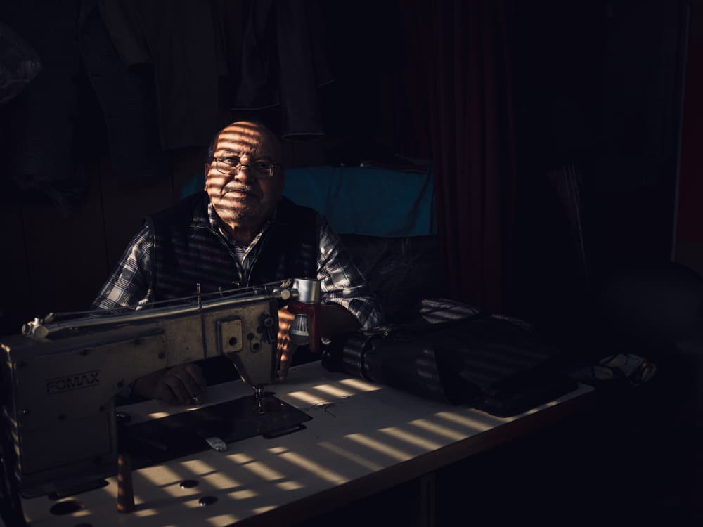 Tailor in Striped Light by Marco Tagliarino — canvas wall art
