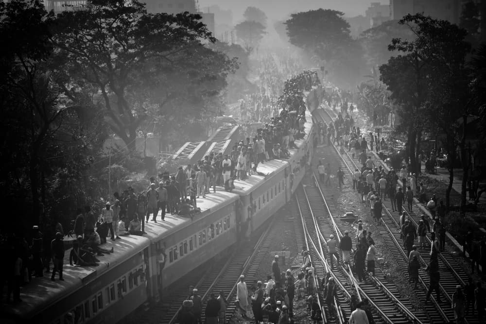 Crowded Train Travel by Garik — canvas wall art