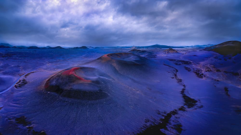 Vibrant Blue Volcano by Hanping Xiao — canvas wall art