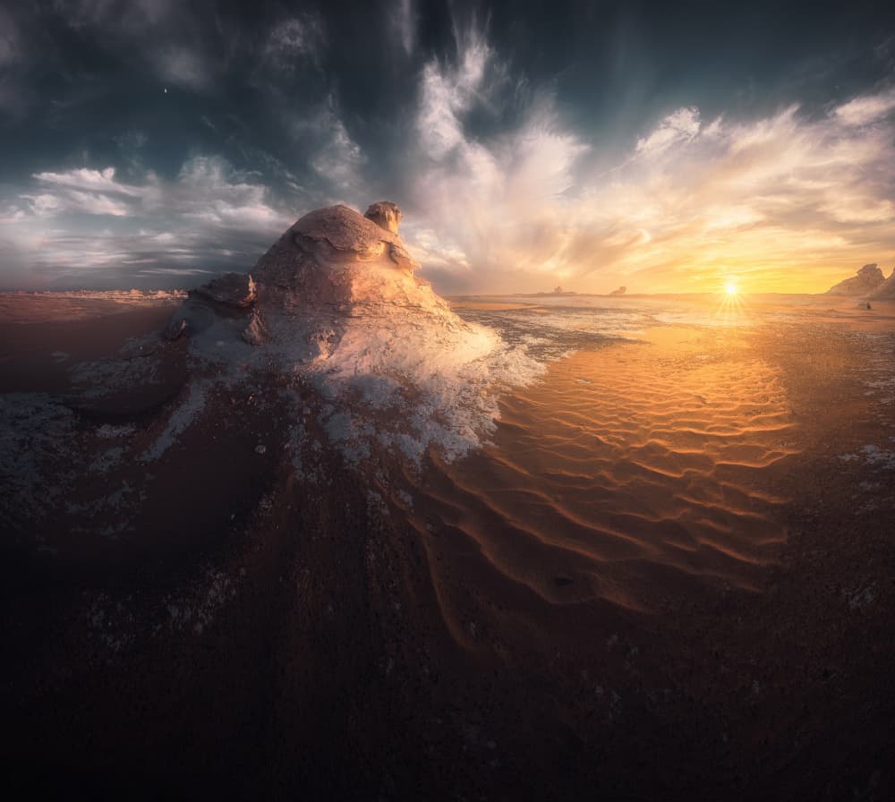 White Desert Golden Sunset by David George — canvas wall art