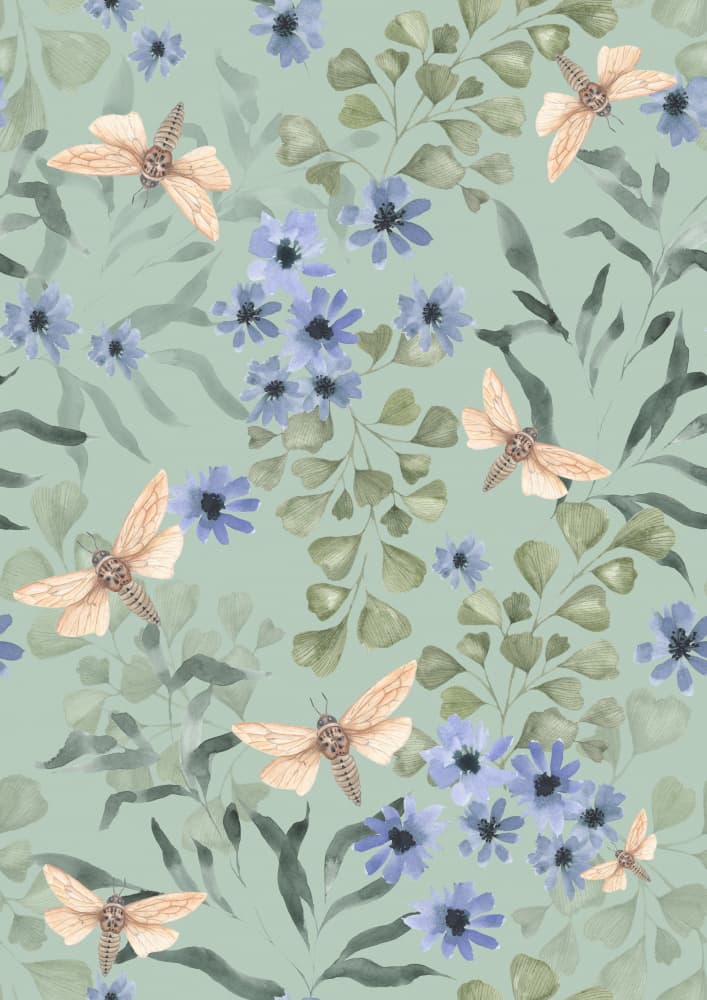 Botanical Moth Garden by Linda Sitniece — canvas wall art