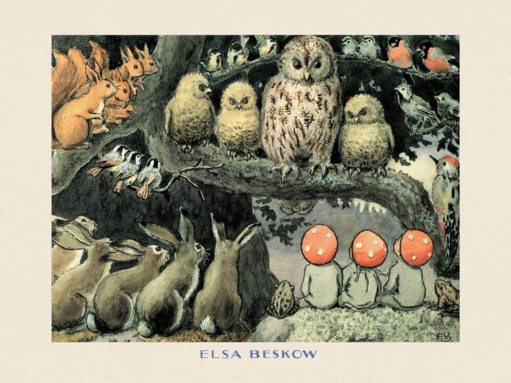 Tomtebobarnen - Skogsdjuren Boarder by Elsa Beskow — canvas wall art