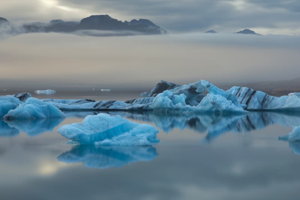 Misty Glacial Lagoon by Lazar Ioan Ovidiu — canvas wall art