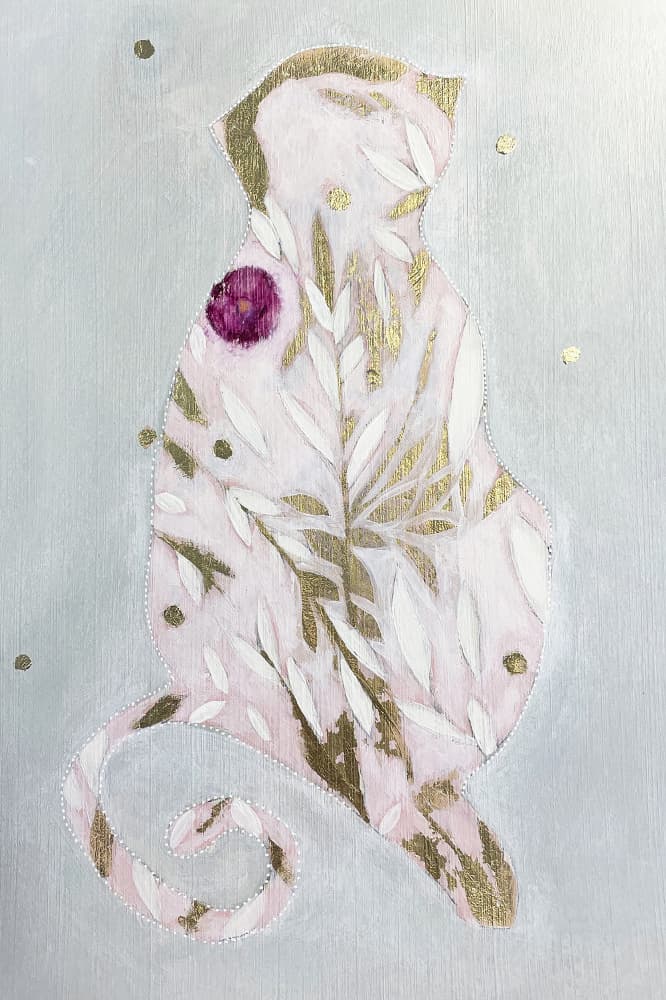 Pink Botanical Cat by Karenina Fabrizzi — canvas wall art