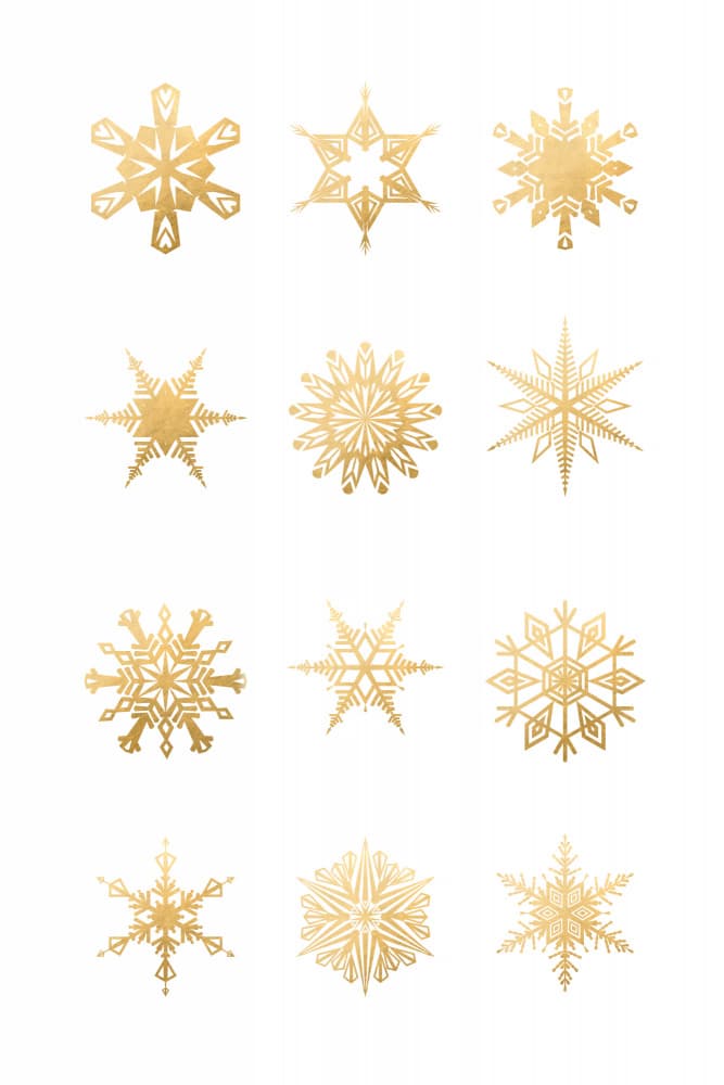 Golden Snowflakes Collection by Rosana Laiz Blursbyai — canvas wall art