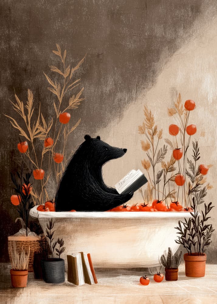 Bear In Bathtube 1 by Justyna Jaszke — canvas wall art