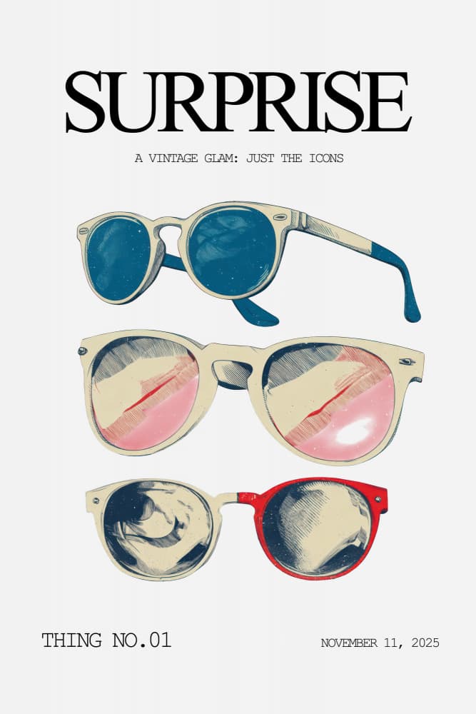Retro Glam Sunglasses by Rafal Kulik — canvas wall art
