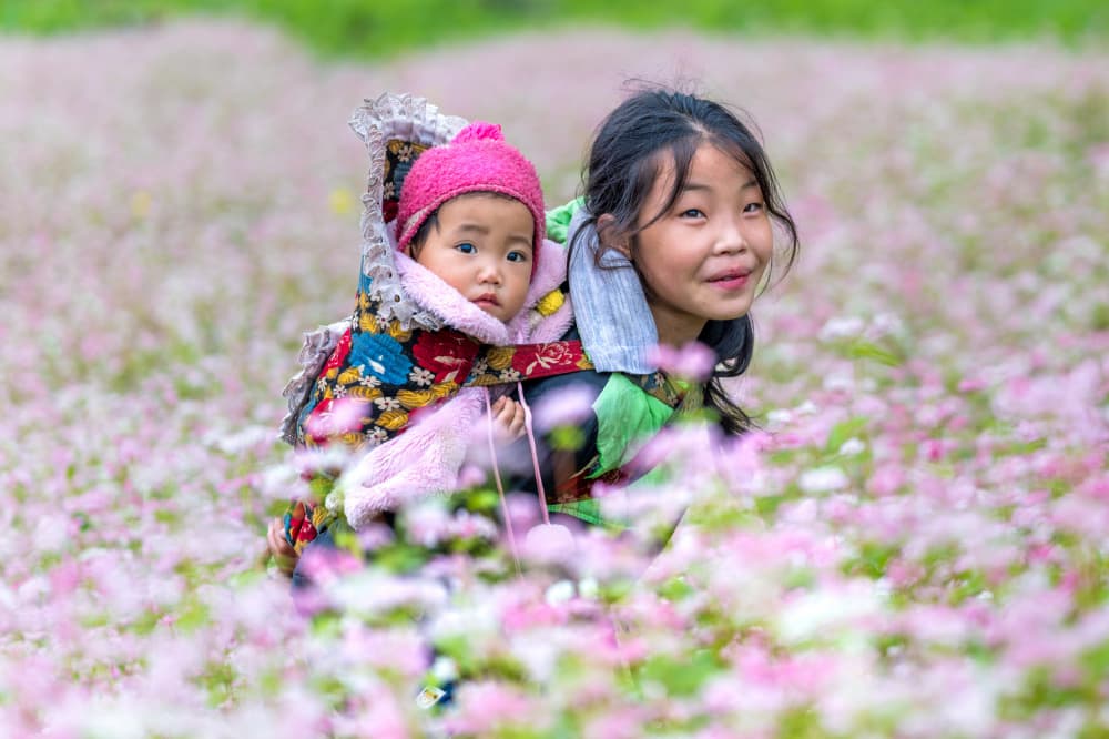 Sisters in Bloom by HuongHoang — canvas wall art