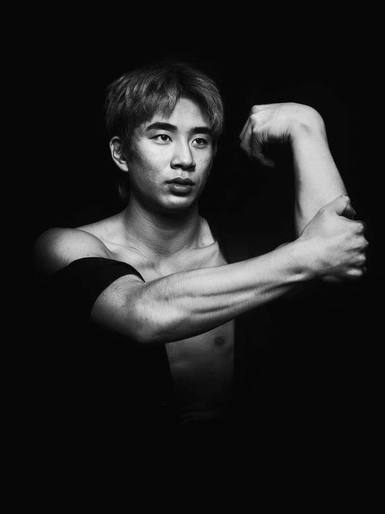 Flexing Asian Man by Eiji Yamamoto — canvas wall art