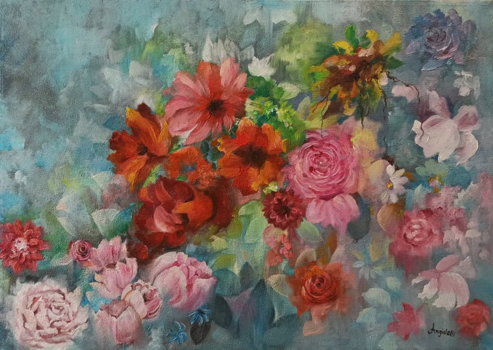 Vibrant Floral Garden by Anna Rita Angiolelli — canvas wall art